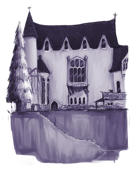 A digital painting of the Craft Manor, the residence of db!SBI settled on the top of the cliffs surrounding L'Manberg.